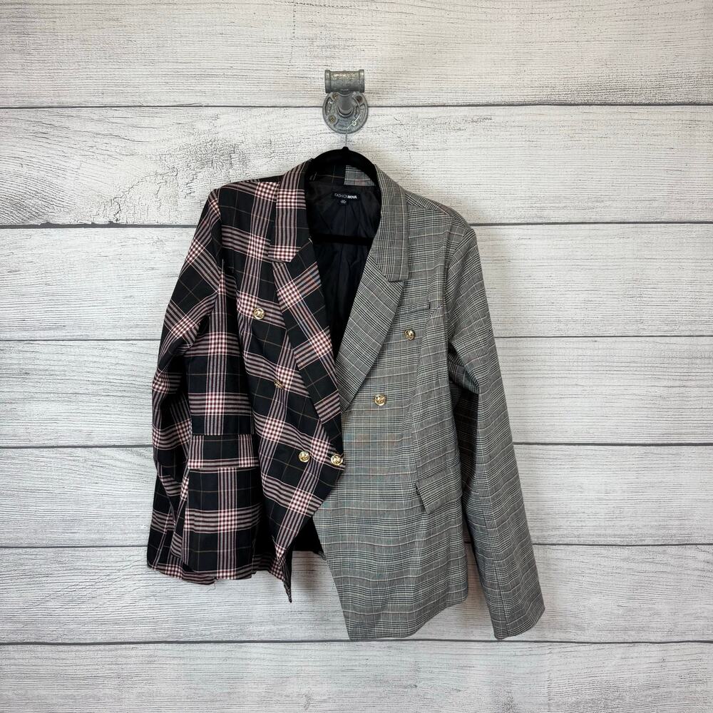 Women's Plaid and Gray Blazer